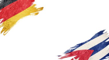 Beyaz Arkaplanda Almanya ve Küba Bayrakları